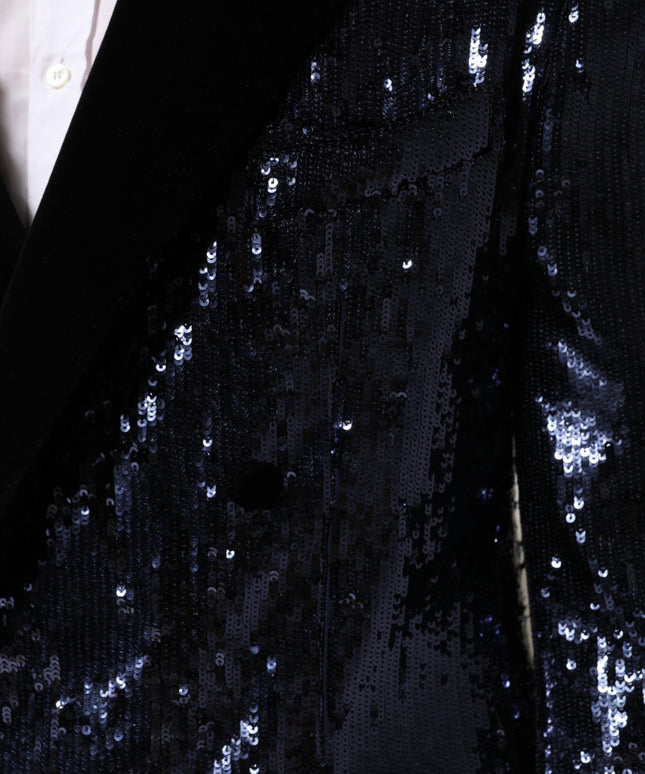 Dolce & Gabbana Blue Sequin SICILIA Double Breasted Blazer