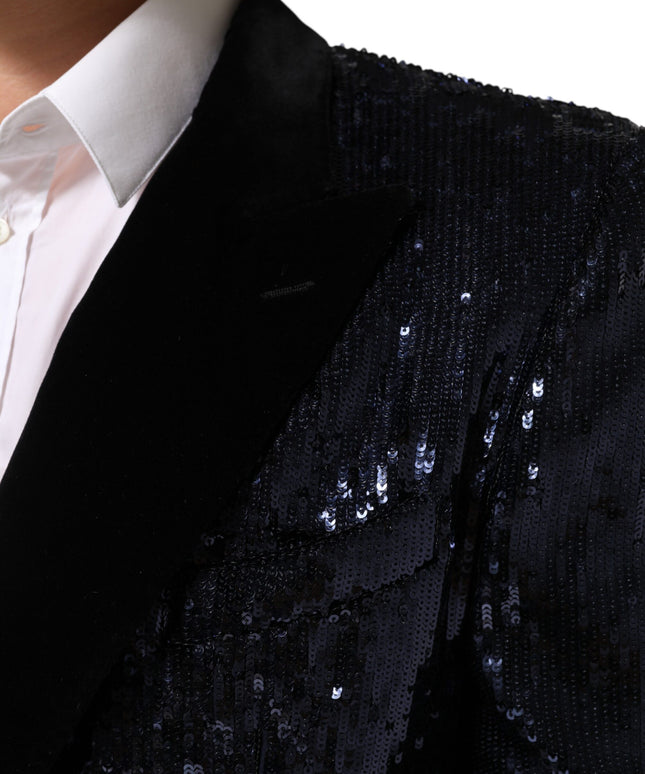 Dolce & Gabbana Blue Sequin SICILIA Double Breasted Blazer
