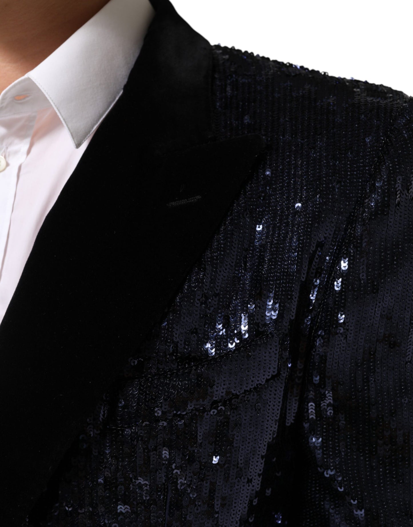 Dolce & Gabbana Blue Sequin SICILIA Double Breasted Blazer
