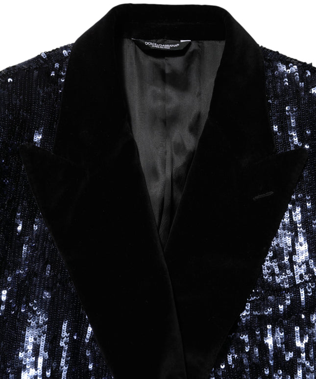 Dolce & Gabbana Blue Sequin SICILIA Double Breasted Blazer