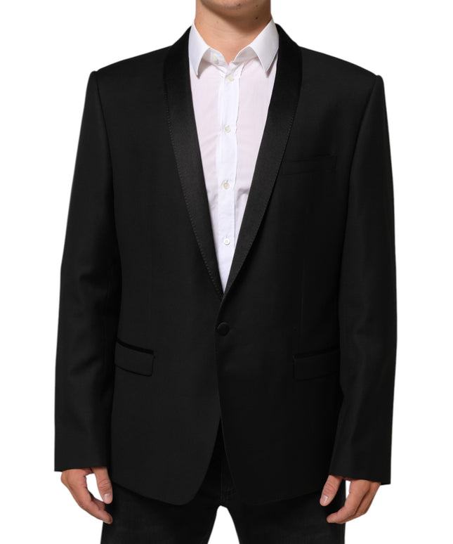 Dolce & Gabbana Black Wool GOLD 1 Button Men Suit Blazer