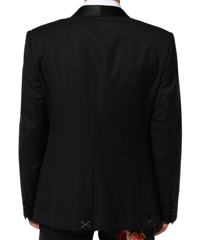 Dolce & Gabbana Black Wool GOLD 1 Button Men Suit Blazer