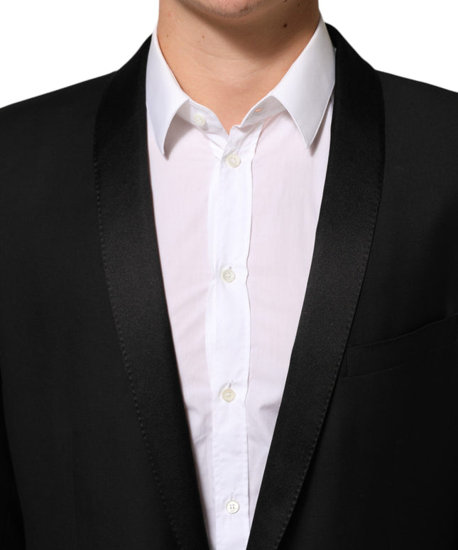 Dolce & Gabbana Black Wool GOLD 1 Button Men Suit Blazer