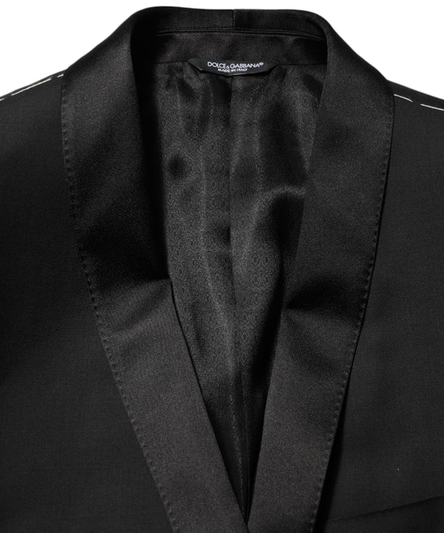 Dolce & Gabbana Black Wool GOLD 1 Button Men Suit Blazer