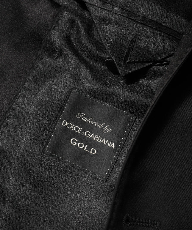 Dolce & Gabbana Black Wool GOLD 1 Button Men Suit Blazer