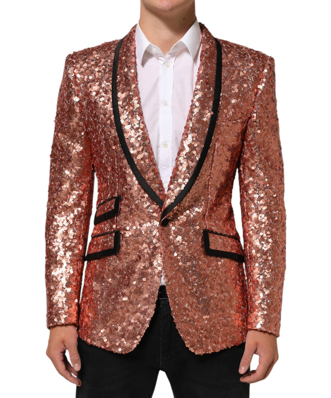 Dolce & Gabbana Pink Sequin SICILIA 1 Button Men Suit Blazer