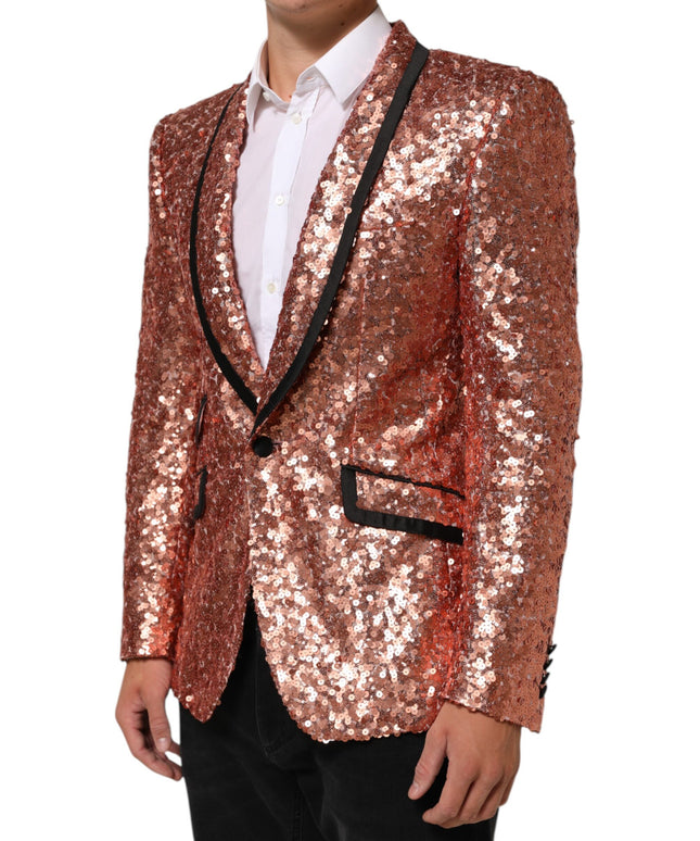 Dolce & Gabbana Pink Sequin SICILIA 1 Button Men Suit Blazer