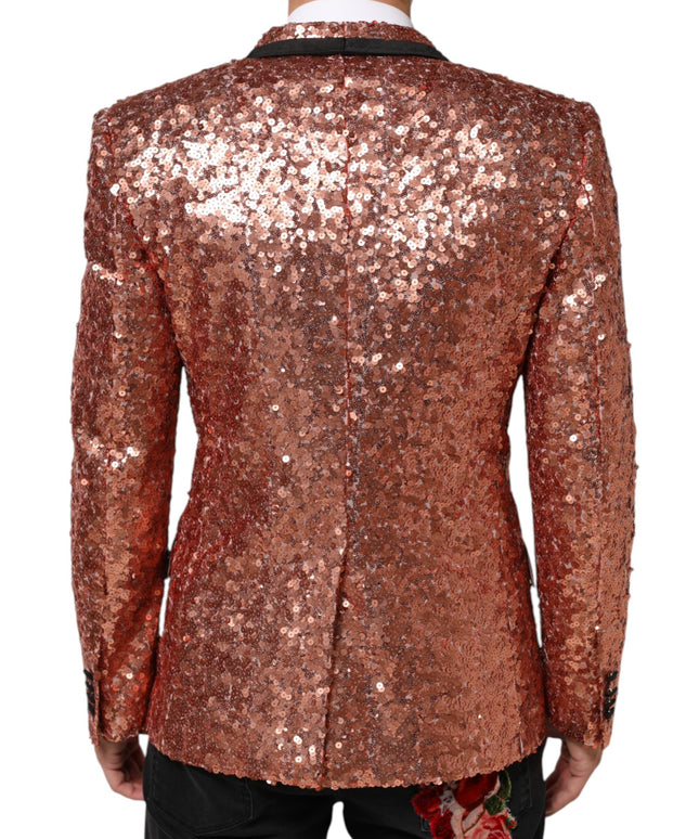 Dolce & Gabbana Pink Sequin SICILIA 1 Button Men Suit Blazer