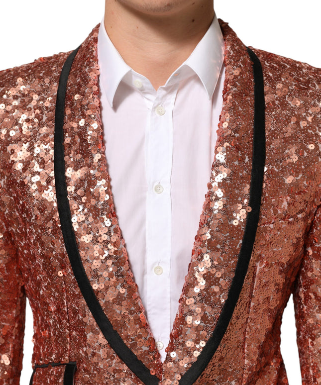 Dolce & Gabbana Pink Sequin SICILIA 1 Button Men Suit Blazer