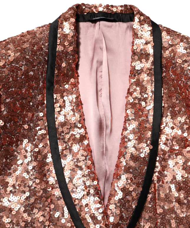 Dolce & Gabbana Pink Sequin SICILIA 1 Button Men Suit Blazer