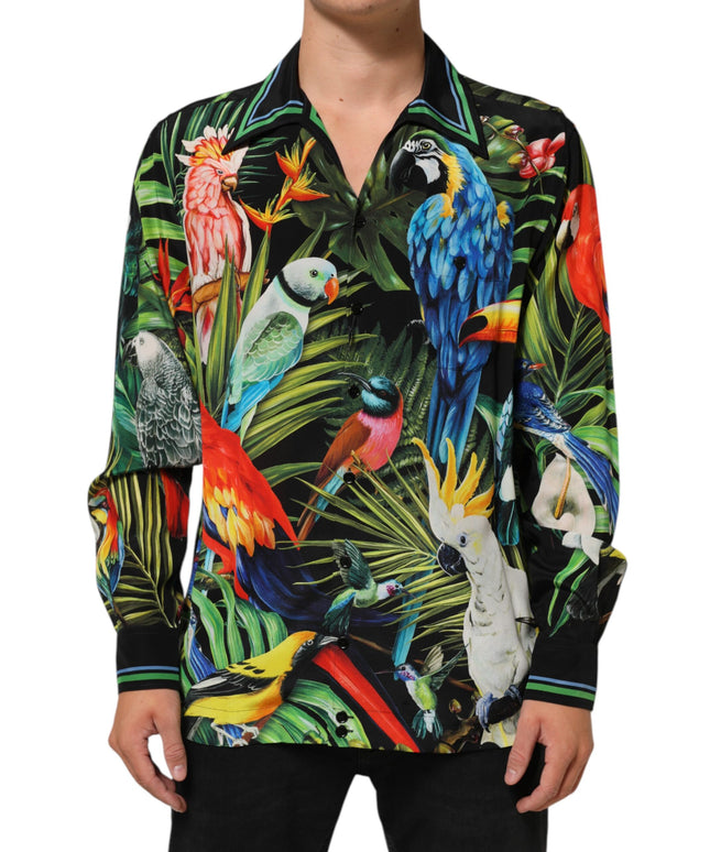 Dolce & Gabbana Multicolor Parrot Print Lounge Casual Shirt
