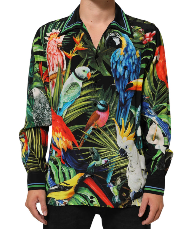 Dolce & Gabbana Multicolor Parrot Print Lounge Casual Shirt