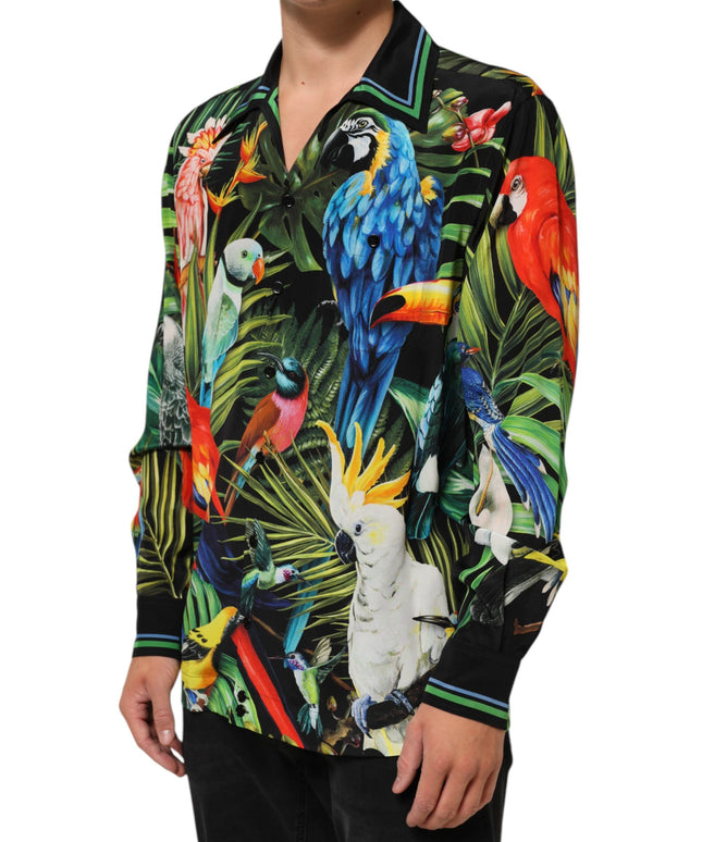 Dolce & Gabbana Multicolor Parrot Print Lounge Casual Shirt