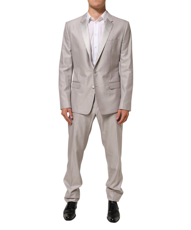 Dolce & Gabbana Light Gray Wool 2 Piece MARTINI Formal Suit