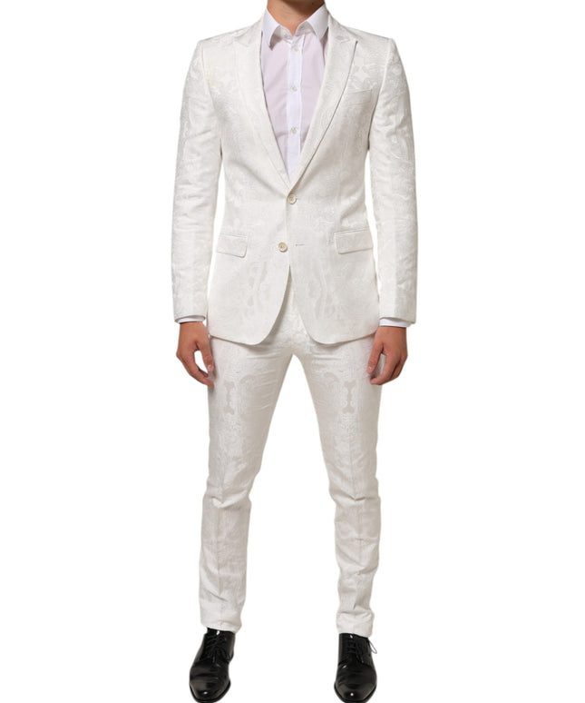 Dolce & Gabbana White Brocade 2 Piece MARTINI Formal Suit
