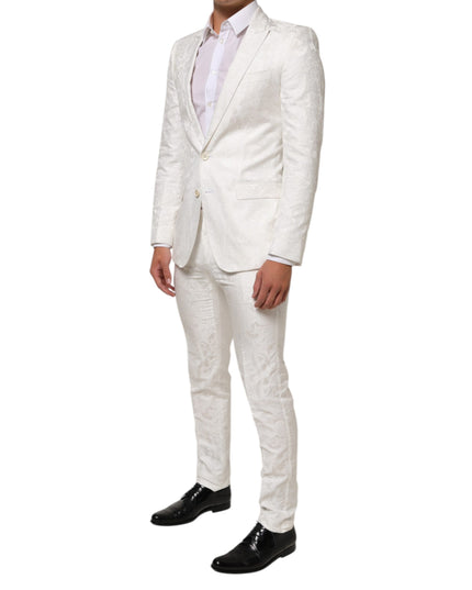 Dolce & Gabbana White Brocade 2 Piece MARTINI Formal Suit