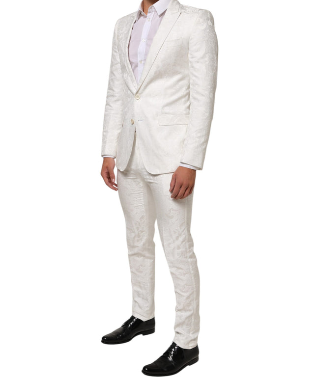 Dolce & Gabbana White Brocade 2 Piece MARTINI Formal Suit