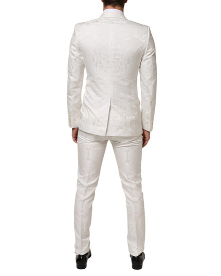 Dolce & Gabbana White Brocade 2 Piece MARTINI Formal Suit