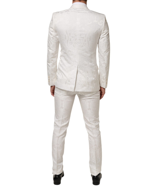 Dolce & Gabbana White Brocade 2 Piece MARTINI Formal Suit