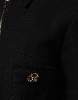 Dolce & Gabbana Black Cotton Full Zip Cropped Coat Jacket