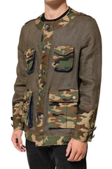 Dolce & Gabbana Brown Camouflage Linen Button Down Jacket
