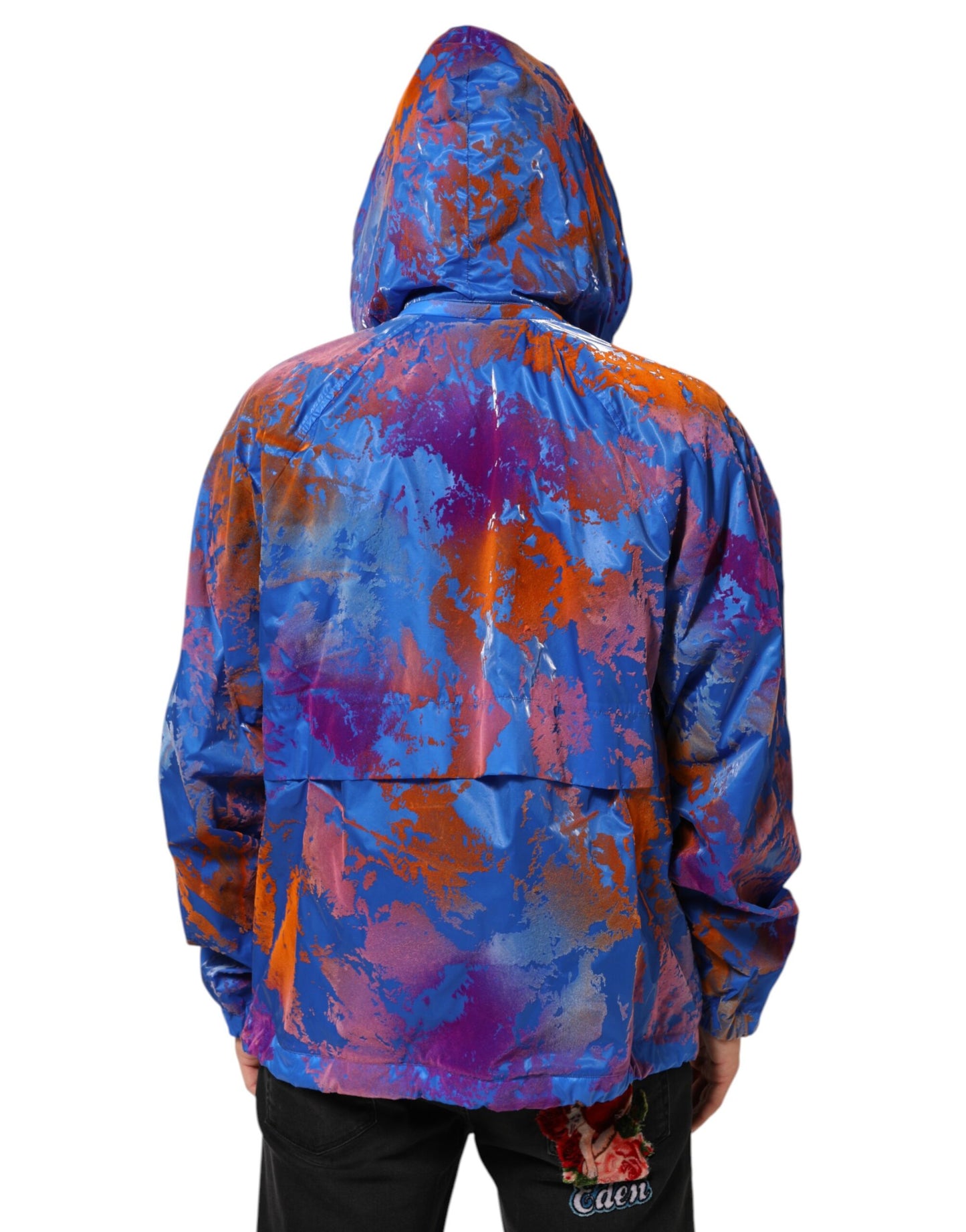 Dolce & Gabbana Blue Tie Dye Logo Hooded Sweatshirt Jacket