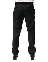Dolce & Gabbana Black Wool Mid Waist Dress Men Trouser Pants