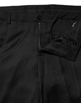 Dolce & Gabbana Black Wool Mid Waist Dress Men Trouser Pants