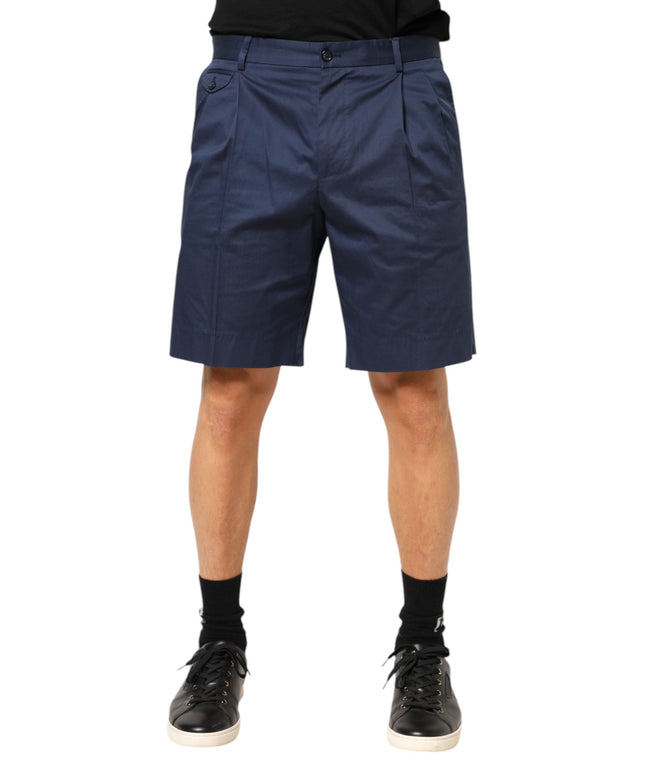 Dolce & Gabbana Blue Cotton Stretch Mid Waist Bermuda Shorts