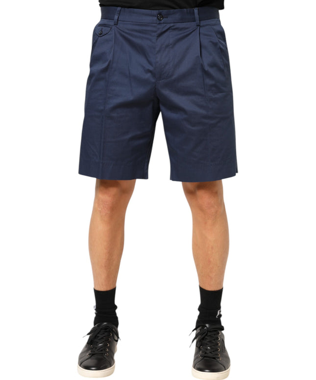 Dolce & Gabbana Blue Cotton Stretch Mid Waist Bermuda Shorts