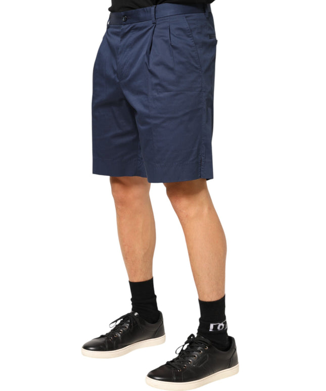 Dolce & Gabbana Blue Cotton Stretch Mid Waist Bermuda Shorts