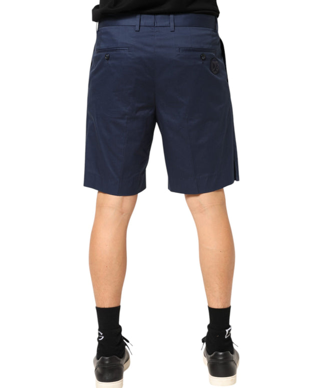 Dolce & Gabbana Blue Cotton Stretch Mid Waist Bermuda Shorts