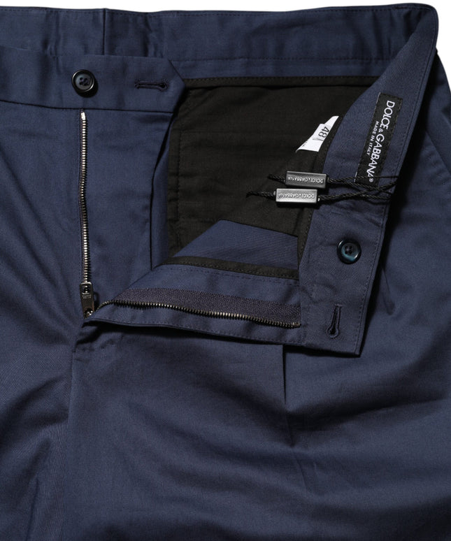 Dolce & Gabbana Blue Cotton Stretch Mid Waist Bermuda Shorts
