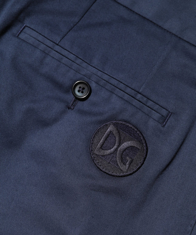 Dolce & Gabbana Blue Cotton Stretch Mid Waist Bermuda Shorts