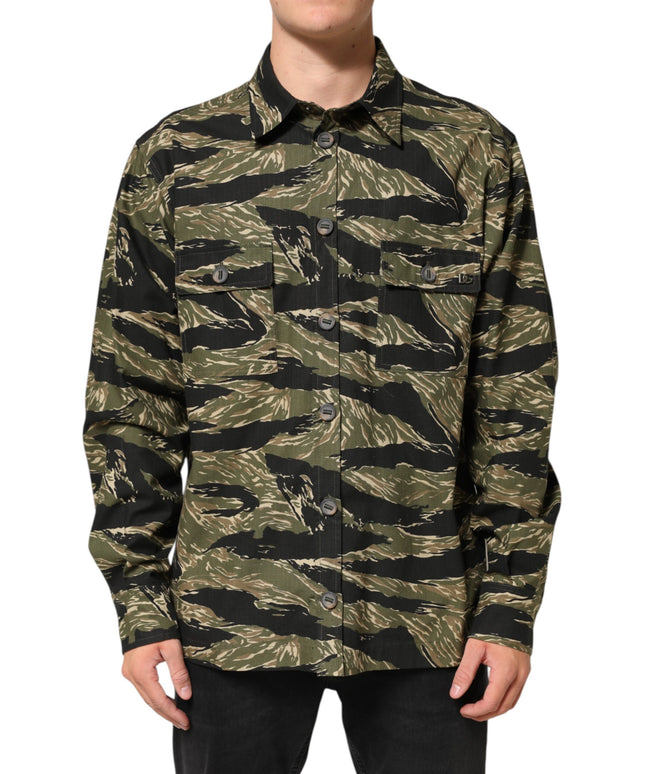 Dolce & Gabbana Multicolor Camouflage Cotton Casual Shirt