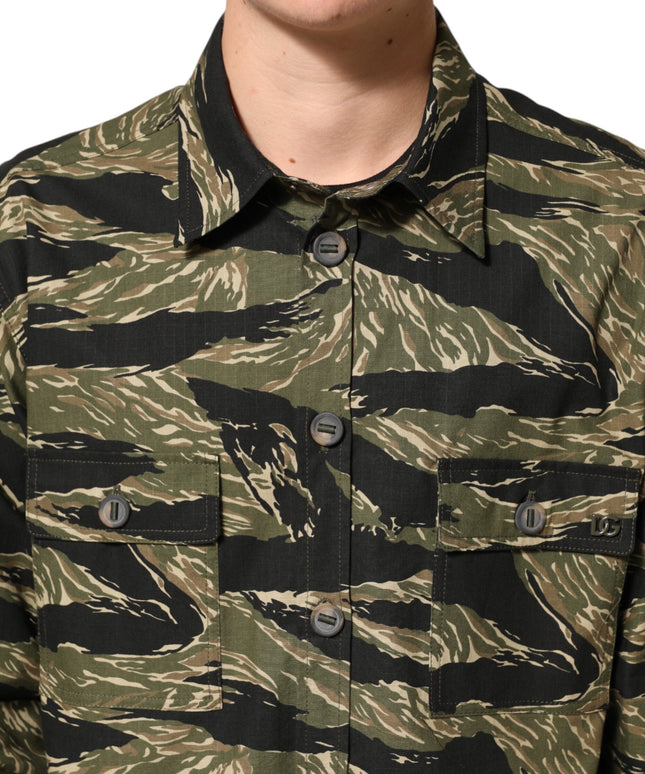 Dolce & Gabbana Multicolor Camouflage Cotton Casual Shirt