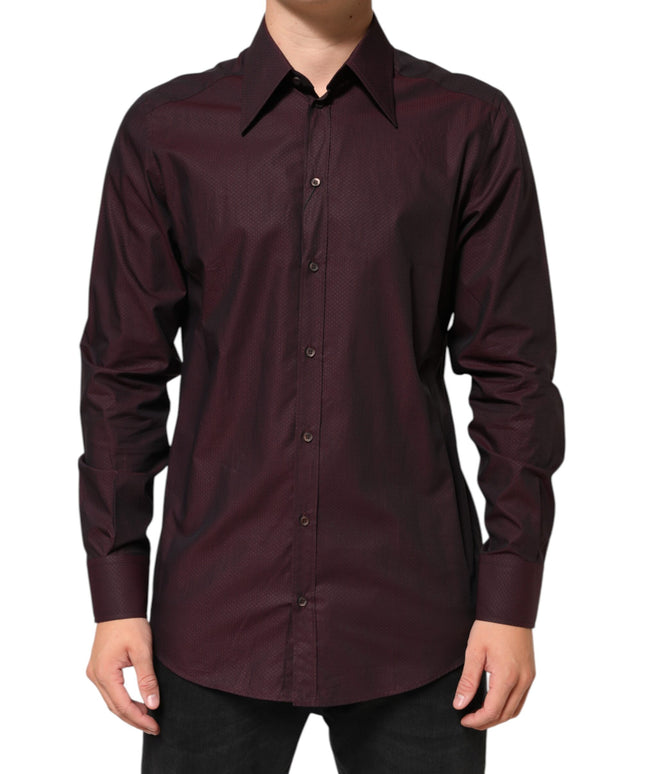 Dolce & Gabbana Violet GOLD Cotton Collared Dress Formal Shirt