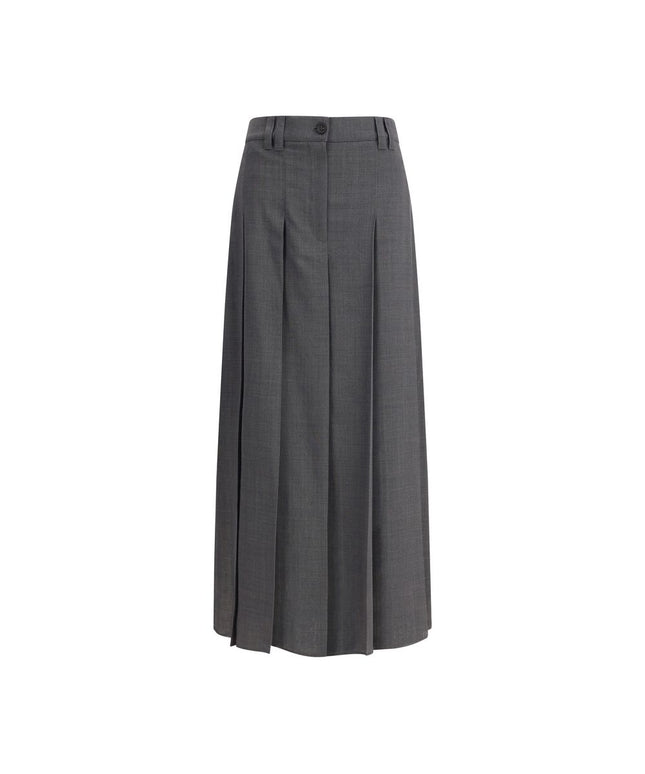 Brunello Cucinelli Pleated long Skirt in virgin wool techno gauze
