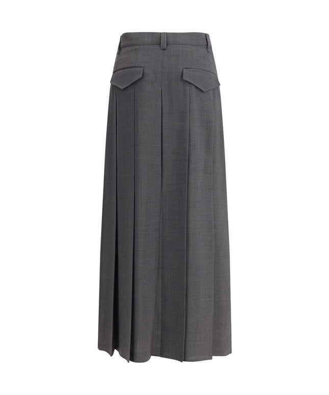 Brunello Cucinelli Pleated long Skirt in virgin wool techno gauze