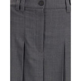 Brunello Cucinelli Pleated long Skirt in virgin wool techno gauze