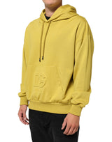 Dolce & Gabbana Yellow Logo Cotton Hooded Sweatshirt Sweater