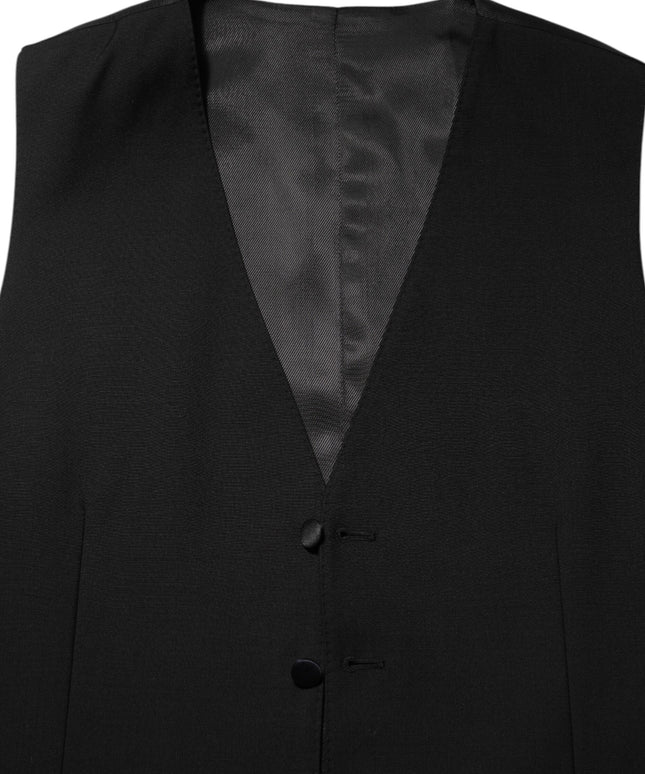 Dolce & Gabbana Black Wool Dress Formal Men Waistcoat Vest