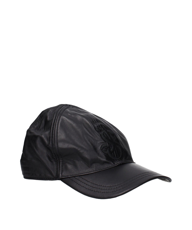 Jil Sander Black Leather Caps (Baseball Hat)