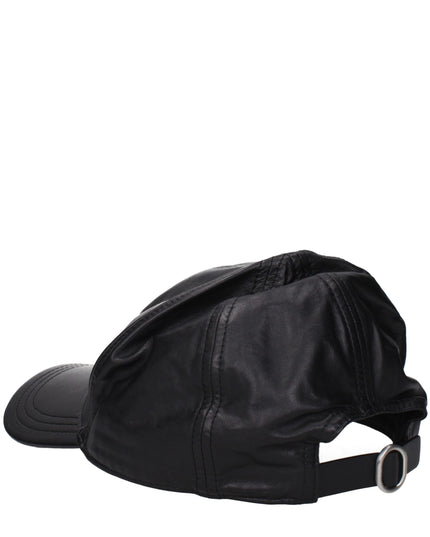 Jil Sander Black Leather Caps (Baseball Hat)