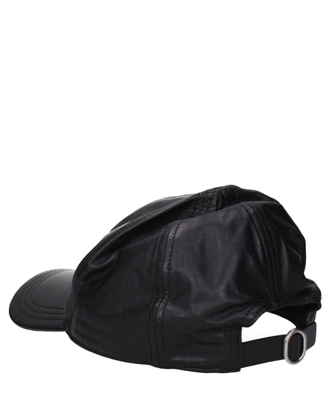 Jil Sander Black Leather Caps (Baseball Hat)