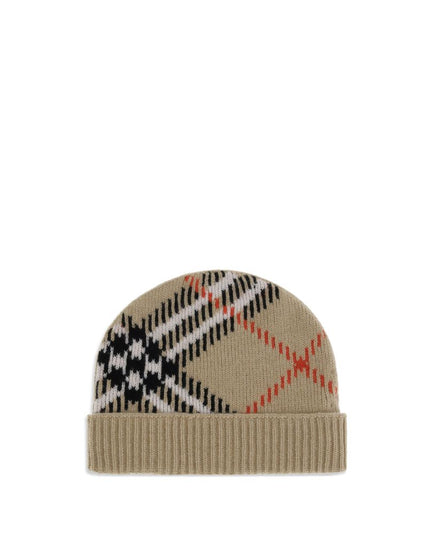Burberry Cashmere blend Check beanie Hat