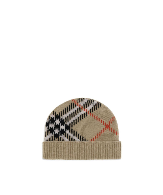 Burberry Cashmere blend Check beanie Hat