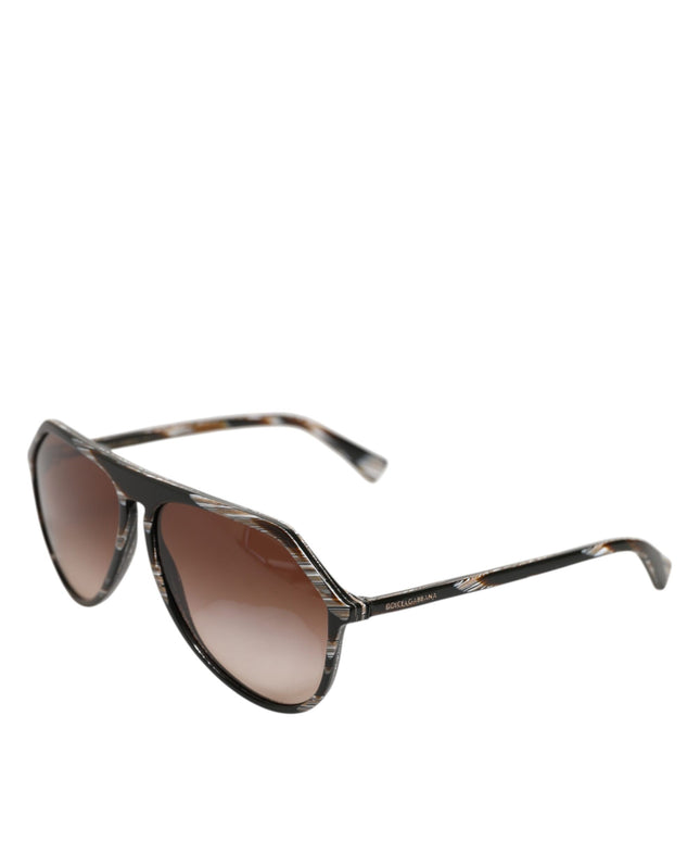 Dolce & Gabbana Modified Aviator Striped Brown Acetate Gradient Sunglasses