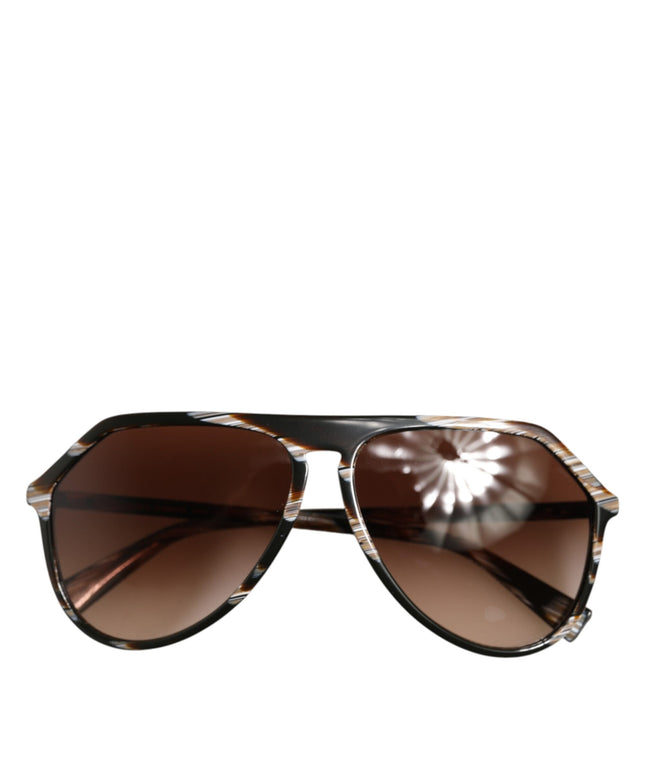Dolce & Gabbana Modified Aviator Striped Brown Acetate Gradient Sunglasses
