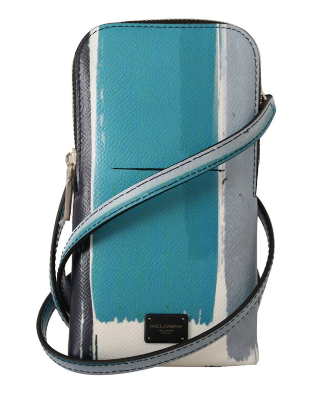 Dolce & Gabbana Blue Leather Cross Body Neck Strap Card Slot Phone Pocket